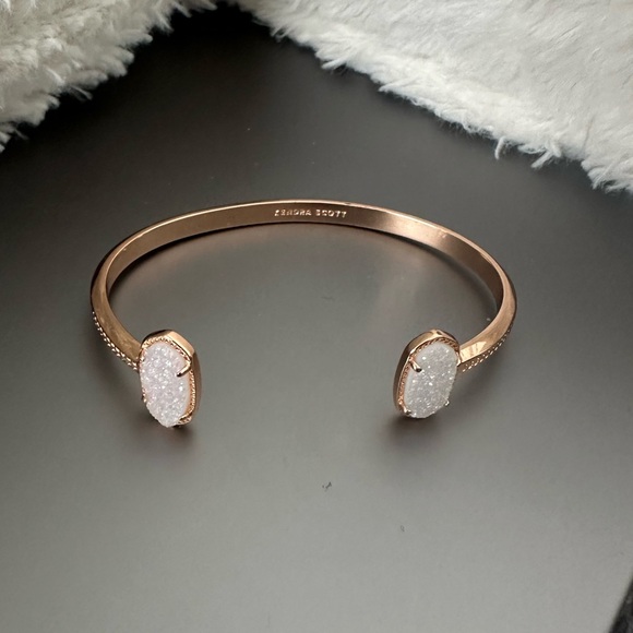 Kendra Scott Elton Rose Gold Cuff Bracelet in Iridescent Drusy - Picture 2 of 5